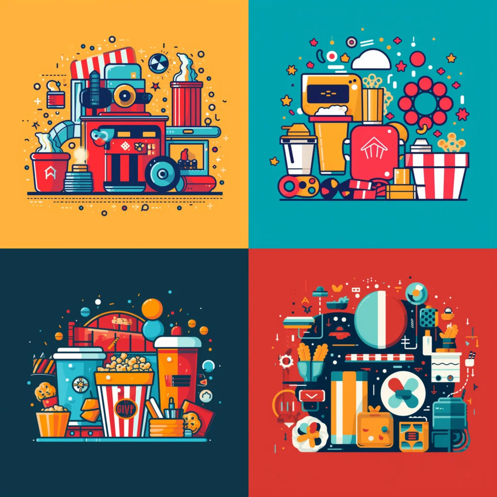 Midjourney Prompt for Cinema and Movies Flat Design